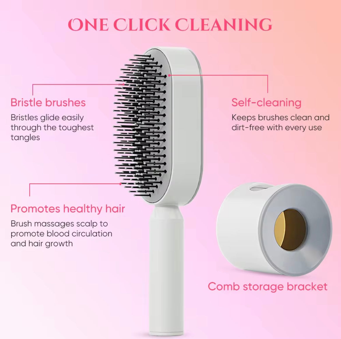 Automatic Self-Cleaning Women Hairbrush